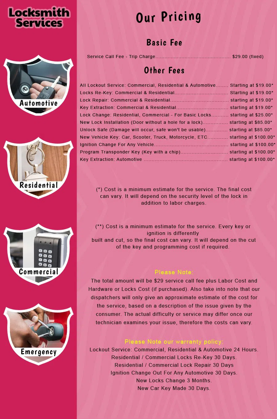 Mount Ephraim NJ Locksmith Store Mount Ephraim, NJ 856-302-0153 - price-list-c-18
